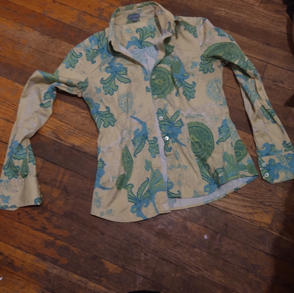COPY - Yellow, blue and green button down shirt - Picture 2 of 10